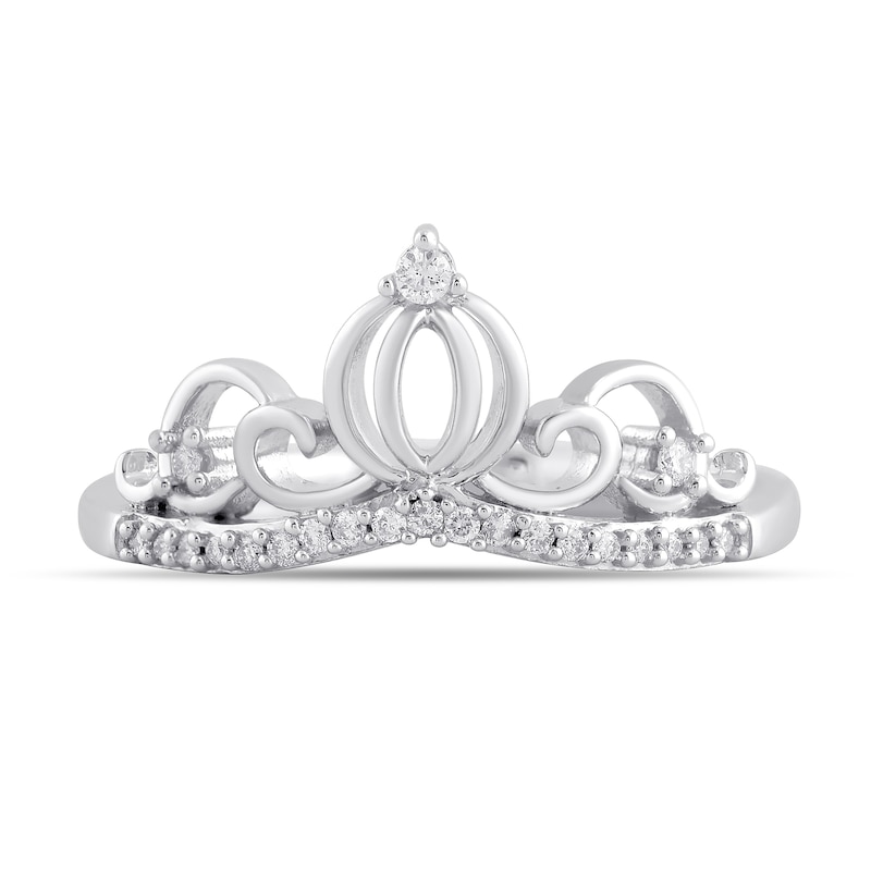 Main Image 4 of Enchanted Disney Cinderella 1/10 CT. T.W. Diamond Carriage Ring in Sterling Silver