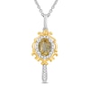 Thumbnail Image 1 of Enchanted Disney Belle Oval Citrine and 1/10 CT. T.W. Diamond Mirror Pendant in Sterling Silver and 14K Gold