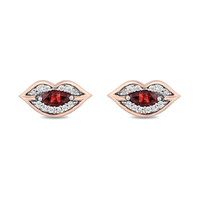 Main Image 1 of Enchanted Disney Villains Cruella De Vil Garnet and Diamond Lips Stud Earrings in Sterling Silver with 14K Gold Plate
