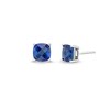 Thumbnail Image 1 of 7.0mm Faceted Cushion-Cut Blue Lab-Created Sapphire Stud Earrings in Sterling Silver