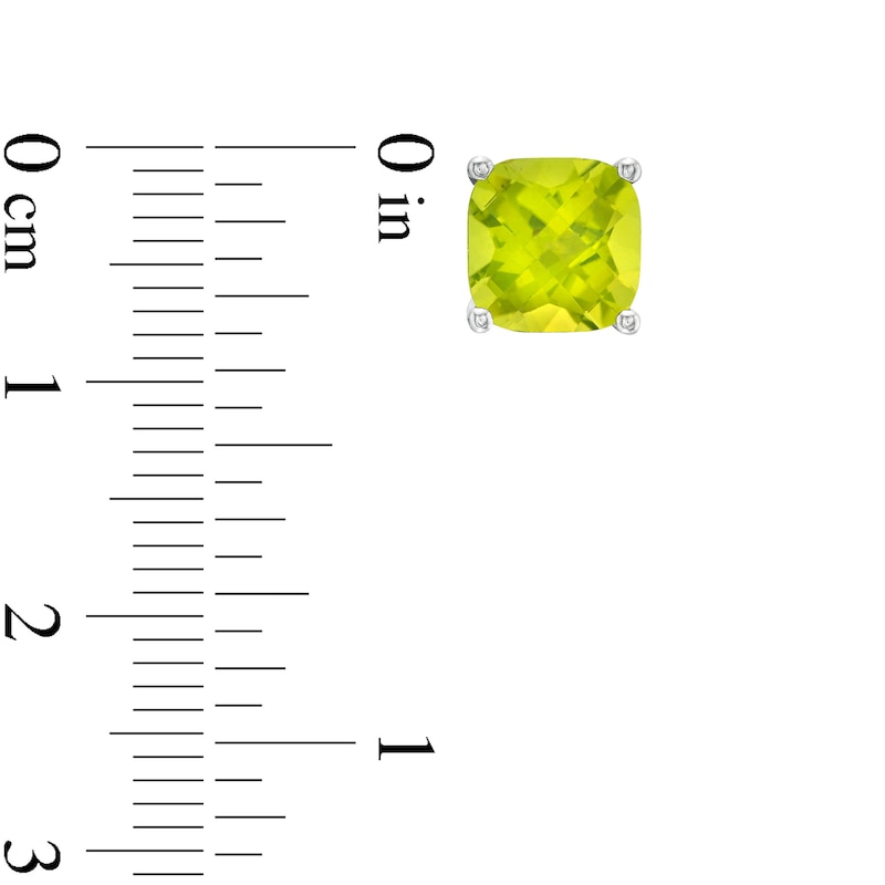 7.0mm Faceted Cushion-Cut Peridot Stud Earrings in Sterling Silver