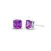 Thumbnail Image 1 of 7.0mm Faceted Cushion-Shaped Amethyst Stud Earrings in Sterling Silver