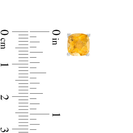7.0mm Faceted Cushion-Cut Citrine Stud Earrings in Sterling Silver