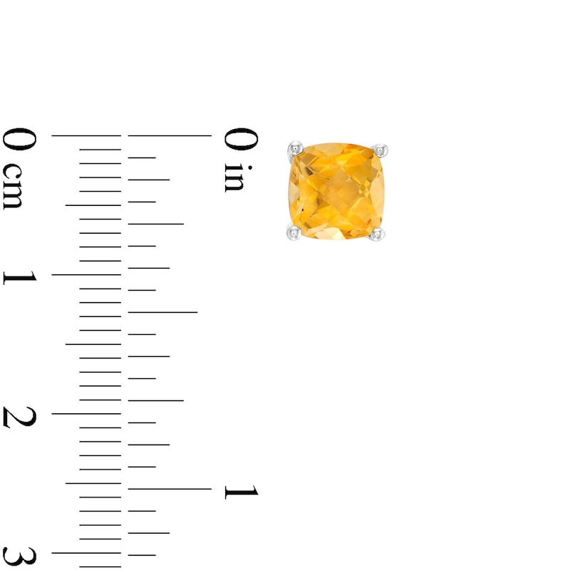 7.0mm Faceted Cushion-Cut Citrine Stud Earrings in Sterling Silver