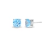 Thumbnail Image 1 of 7.0mm Faceted Cushion-Cut Blue Lab-Created Spinel Stud Earrings in Sterling Silver