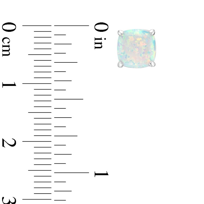 Main Image 3 of 7.0mm Cushion-Cut Lab-Created Opal Stud Earrings in Sterling Silver