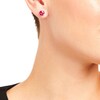 Thumbnail Image 2 of 7.0mm Faceted Cushion-Cut Lab-Created Ruby Stud Earrings in Sterling Silver