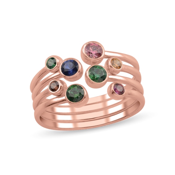 Gemstone Bubbles Stackable Ring (1-4 Rings with 2-8 Stones)
