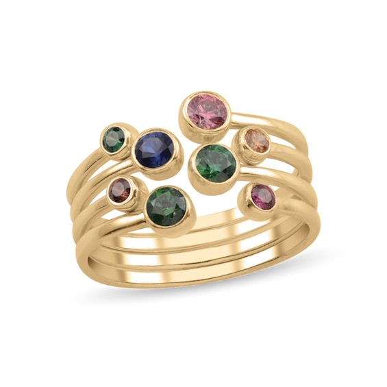 Gemstone Bubbles Stackable Ring (1-4 Rings with 2-8 Stones)