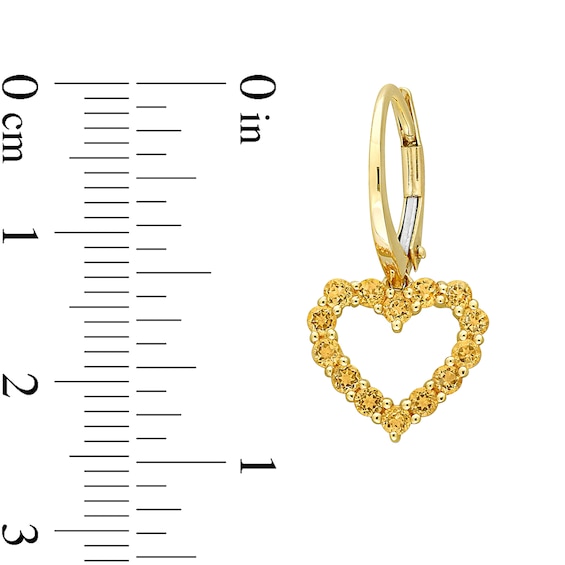 Citrine Heart Necklace, Ring and Drop Earrings Set 10K Gold