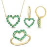 Thumbnail Image 1 of Emerald Heart Necklace, Ring and Drop Earrings Set in 10K Gold