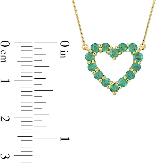 Emerald Heart Necklace, Ring and Drop Earrings Set 10K Gold