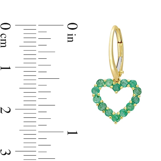 Emerald Heart Necklace, Ring and Drop Earrings Set 10K Gold