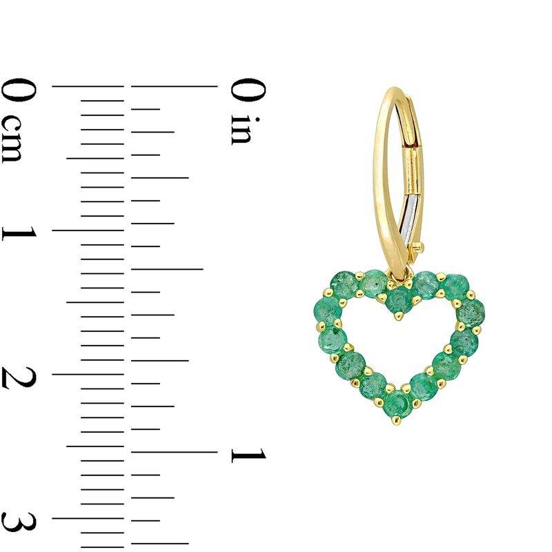 Main Image 5 of Emerald Heart Necklace, Ring and Drop Earrings Set in 10K Gold