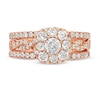 Thumbnail Image 4 of 1-1/2 CT. T.W. Cushion Multi-Diamond Twist Shank Three Piece Bridal Set in 10K Rose Gold