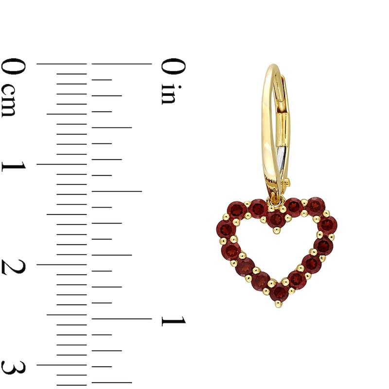 Main Image 5 of Garnet Heart Necklace, Ring and Drop Earrings Set in 10K Gold