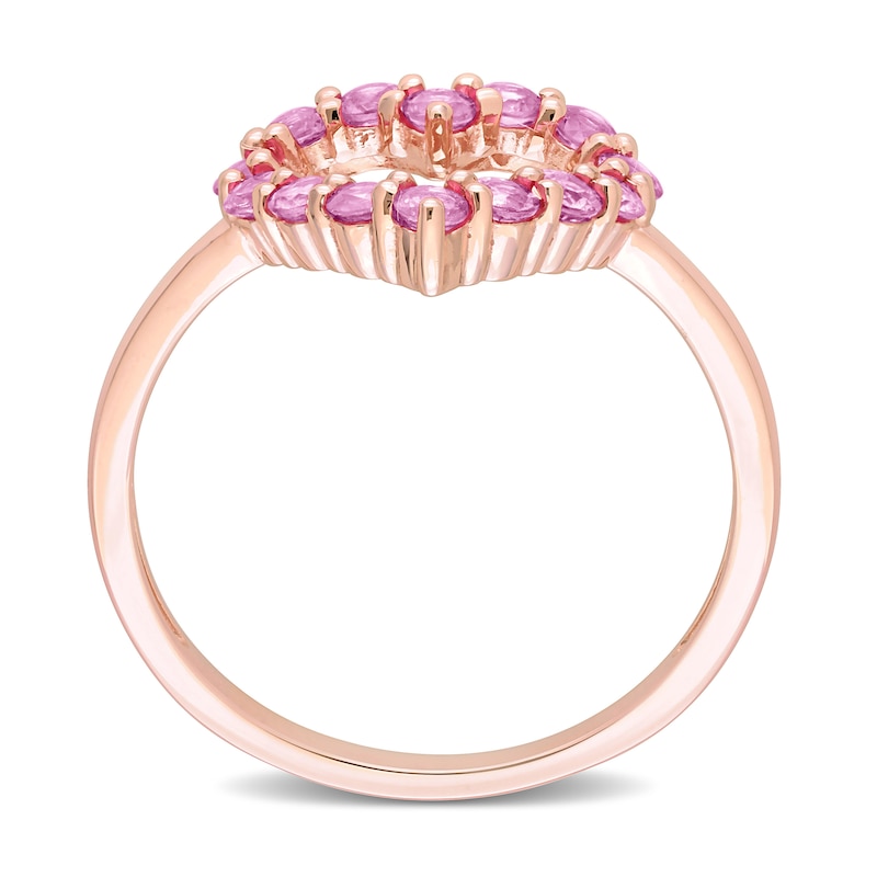 Main Image 3 of Pink Sapphire Heart Necklace, Ring and Drop Earrings Set in 10K Rose Gold