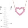 Thumbnail Image 4 of Pink Sapphire Heart Necklace, Ring and Drop Earrings Set in 10K Rose Gold