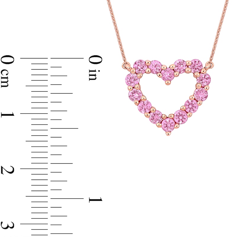 Main Image 4 of Pink Sapphire Heart Necklace, Ring and Drop Earrings Set in 10K Rose Gold