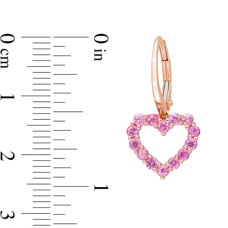 Main Image 5 of Pink Sapphire Heart Necklace, Ring and Drop Earrings Set in 10K Rose Gold