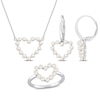Thumbnail Image 1 of 2.0-2.5mm Freshwater Cultured Pearl Heart Necklace, Ring and Drop Earrings Set in 14K White Gold