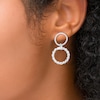 Thumbnail Image 2 of Double Polished Rope Circle Drop Earrings in Sterling Silver