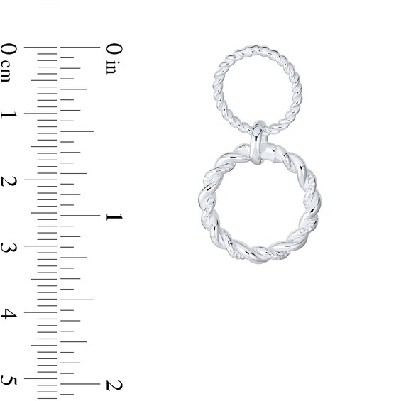 Double Polished Rope Circle Drop Earrings in Sterling Silver