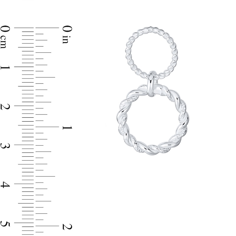 Main Image 4 of Double Polished Rope Circle Drop Earrings in Sterling Silver