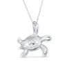 Thumbnail Image 2 of Blue Lab-Created Opal Sideways Turtle Pendant in Sterling Silver