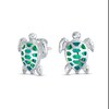 Thumbnail Image 1 of Green Lab-Created Opal Turtle Stud Earrings in Sterling Silver