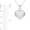 Thumbnail Image 3 of 12.0mm Heart-Shaped Lab-Created Opal Embracing Wings Pendant in Sterling Silver - 16"