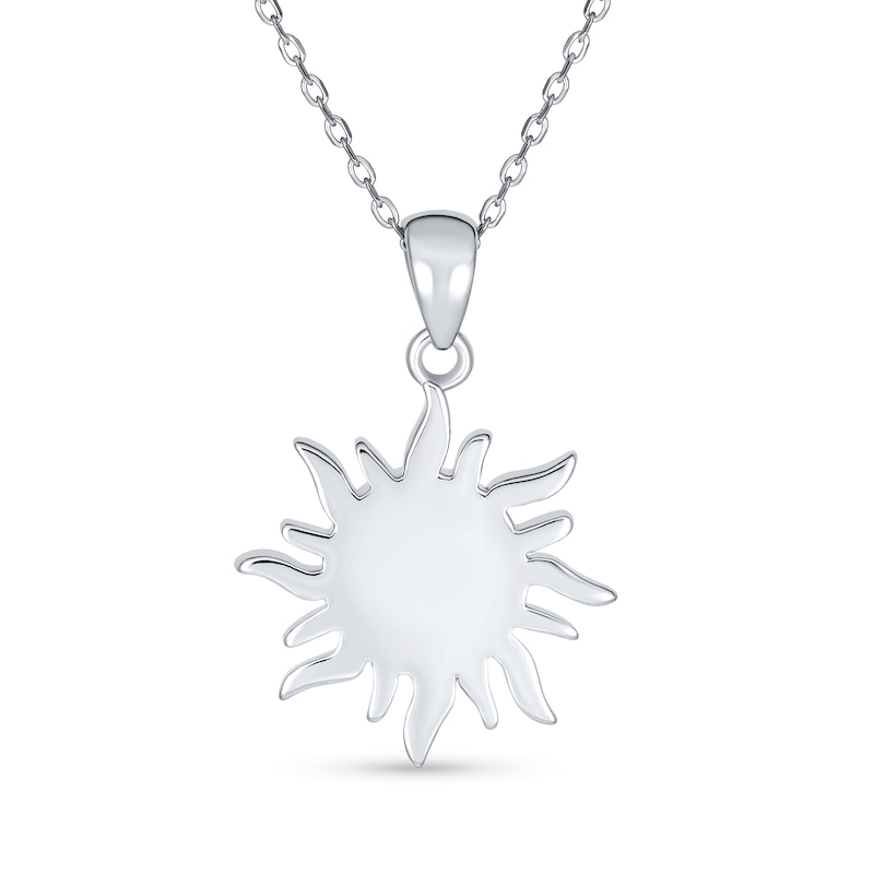 Main Image 2 of Yellow Lab-Created Opal Sun Pendant in Sterling Silver - 16"