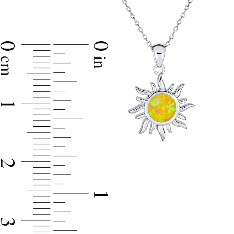 Main Image 3 of Yellow Lab-Created Opal Sun Pendant in Sterling Silver - 16"