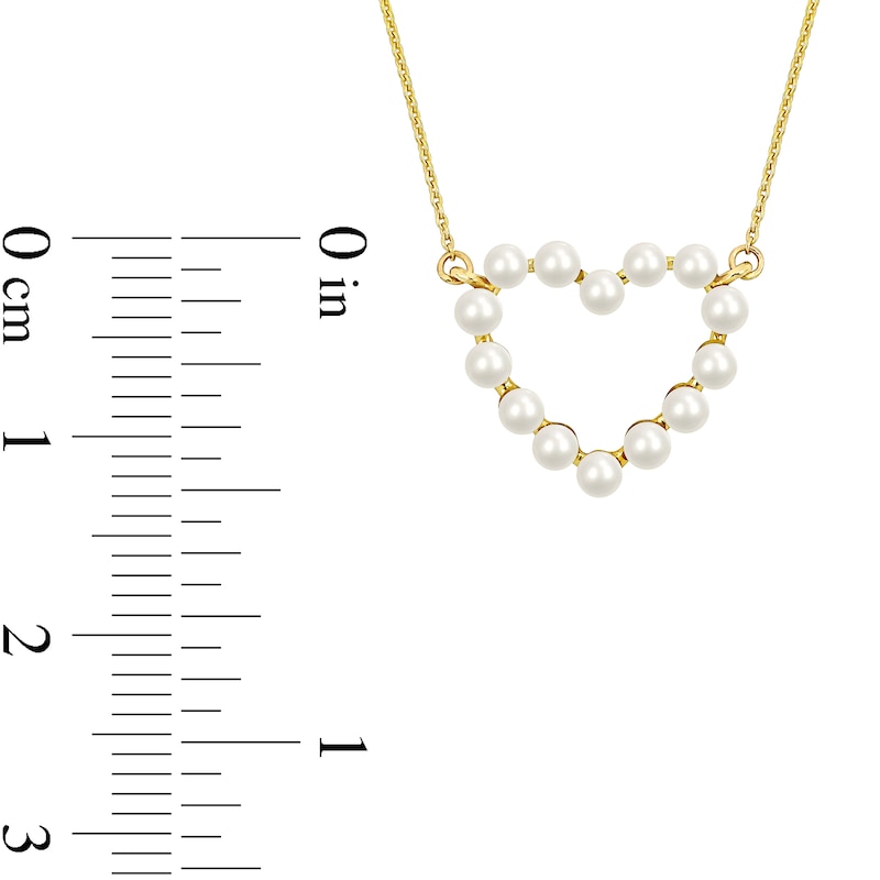 Main Image 4 of Freshwater Cultured Pearl Outline Heart Necklace, Ring and Drop Earrings Set in 14K Gold