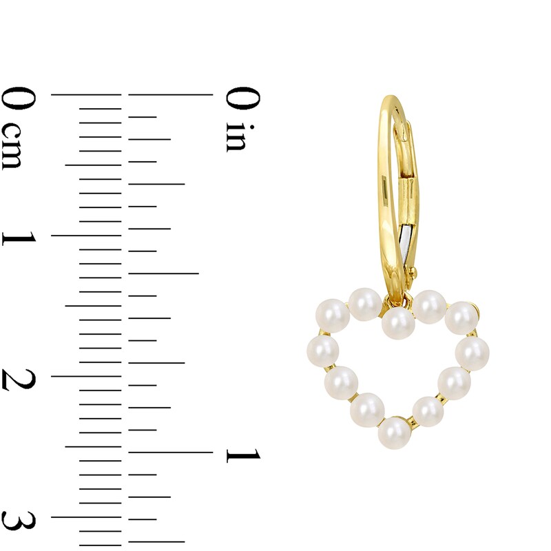 Main Image 5 of Freshwater Cultured Pearl Outline Heart Necklace, Ring and Drop Earrings Set in 14K Gold