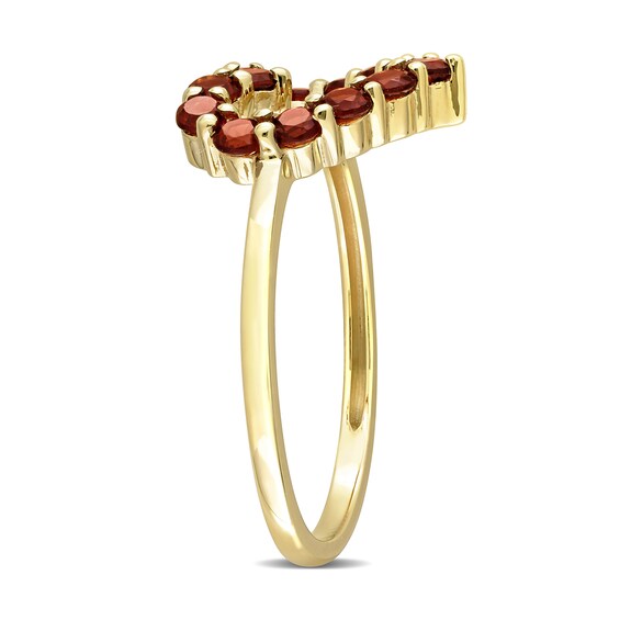 Garnet Outline Heart Ring in 10K Gold