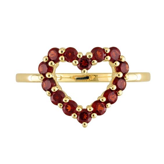 Garnet Outline Heart Ring in 10K Gold