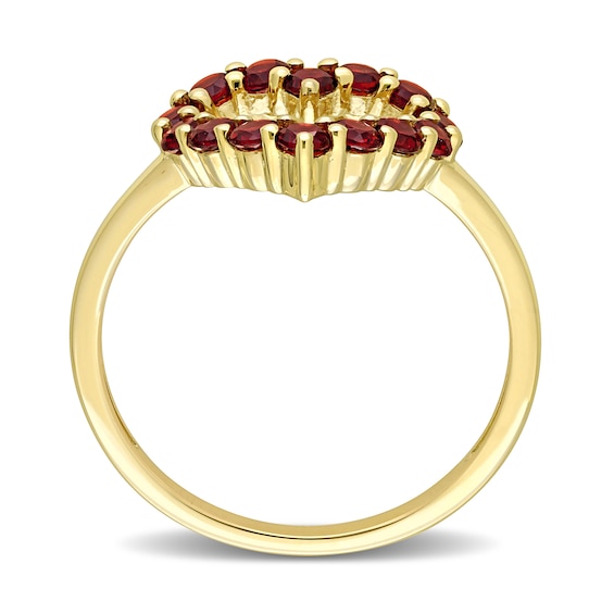 Garnet Outline Heart Ring in 10K Gold