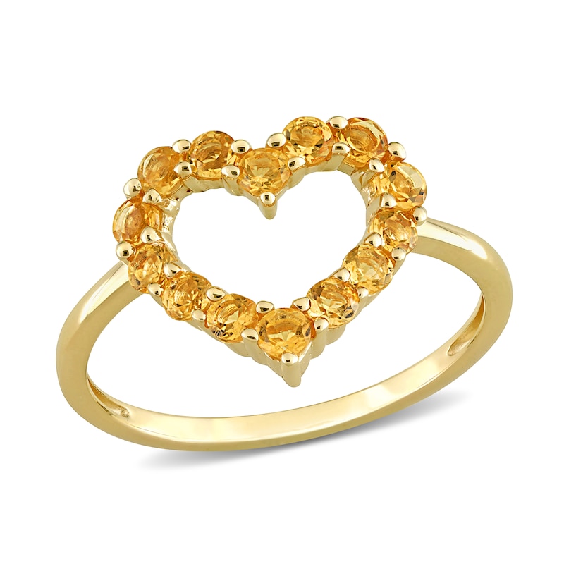 Main Image 1 of Citrine Outline Heart Ring in 10K Gold