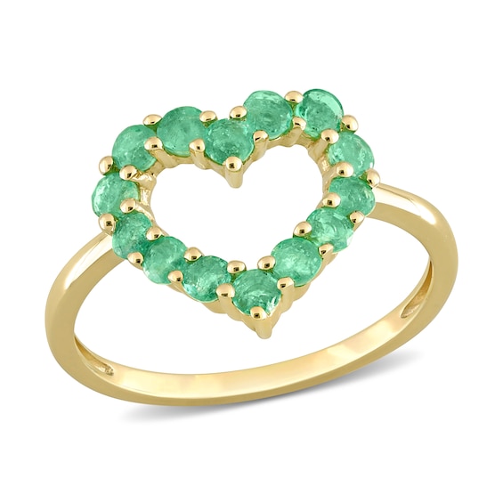 Emerald Outline Heart Ring 10K Gold