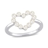 Thumbnail Image 0 of Freshwater Cultured Pearl Outline Heart Ring in 14K White Gold