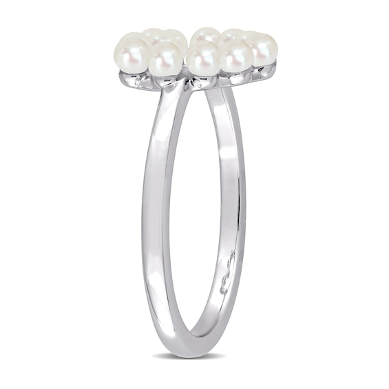 Freshwater Cultured Pearl Outline Heart Ring in 14K White Gold