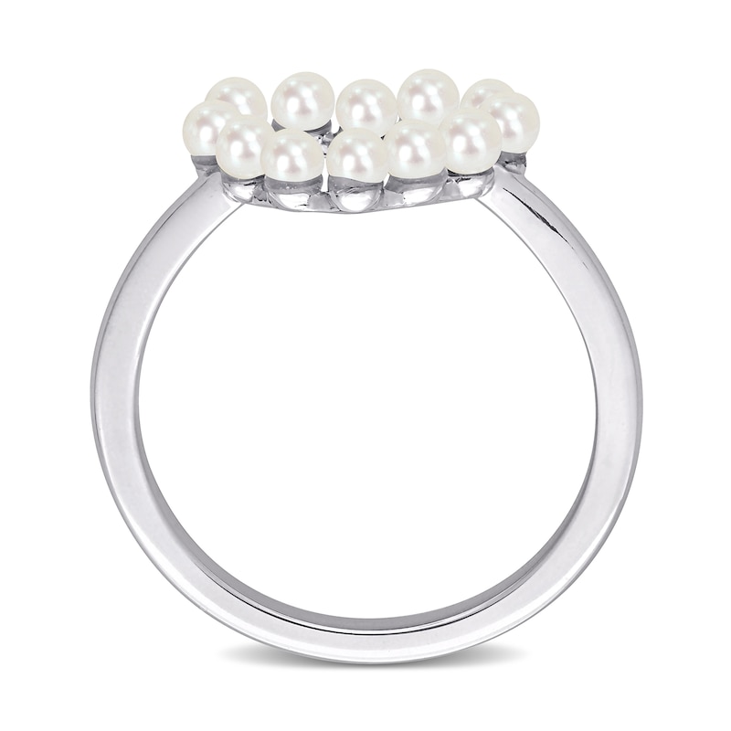 Freshwater Cultured Pearl Outline Heart Ring in 14K White Gold