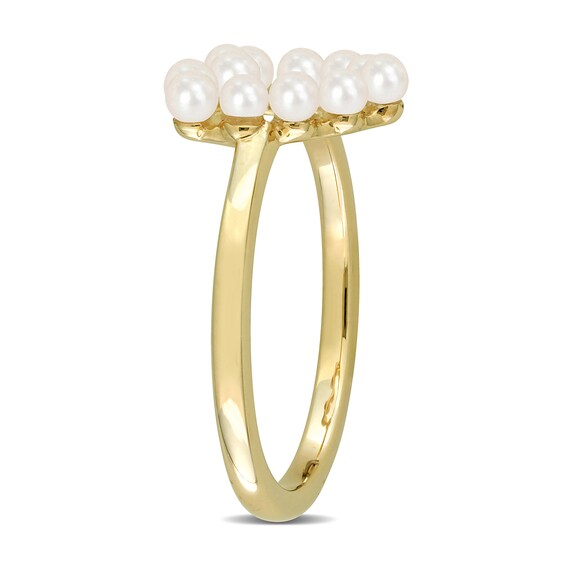 Freshwater Cultured Pearl Outline Heart Ring 14K Gold