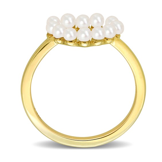 Freshwater Cultured Pearl Outline Heart Ring 14K Gold