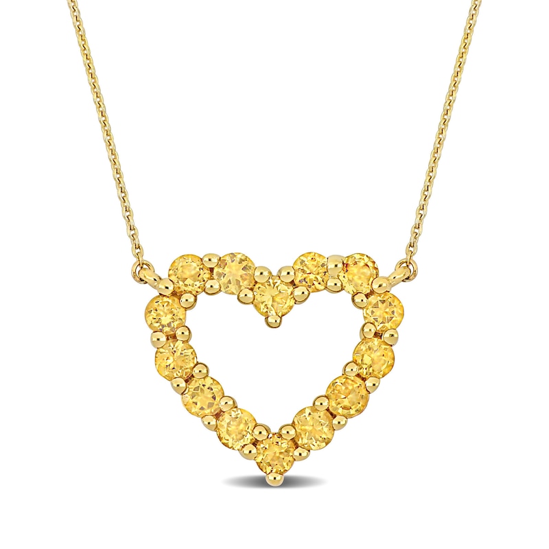 Main Image 1 of Citrine Outline Heart Necklace in 10K Gold - 17"