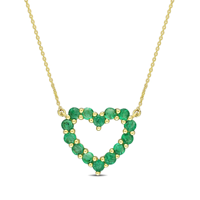 Emerald Outline Heart Necklace in 10K Gold - 17"