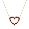 Thumbnail Image 1 of Garnet Outline Heart Necklace in 10K Gold - 17&quot;