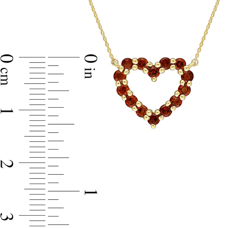 Main Image 3 of Garnet Outline Heart Necklace in 10K Gold - 17&quot;