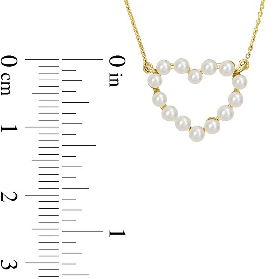 Freshwater Cultured Pearl Outline Heart Necklace in 14K Gold-17"